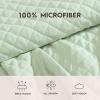 imageLaura Ashley  Queen Quilt Set Premium Microfiber Bedding with Matching Shams Solid Diamond Stitch with Ruffled Edges Chic Home Decor Claire Ruffled Green QueenGreen