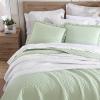 imageLaura Ashley  Queen Quilt Set Premium Microfiber Bedding with Matching Shams Solid Diamond Stitch with Ruffled Edges Chic Home Decor Claire Ruffled Green QueenGreen