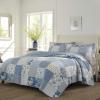 imageLaura Ashley  Queen Quilt Set Reversible Cotton Bedding with Matching Shams Farmhouse Inspired Home Decor Paisley Printed Patchwork Blue QueenBlue
