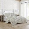 imageLaura Ashley  Queen Quilt Set Reversible Cotton Bedding with Matching Shams Floral Bedroom Decor for All Seasons Bramble Floral Green QueenBramble Floral Green