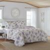 imageLaura Ashley  Queen Quilt Set Reversible Cotton Bedding with Matching Shams Lightweight Decor for All Seasons Keighley Lilac QueenLilac
