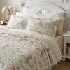 imageLaura Ashley  Queen Quilt Set Reversible Cotton Bedding with Matching Shams Lightweight Home Decor for All Seasons Breezy Floral PinkGreen Queen