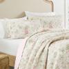 imageLaura Ashley  Queen Quilt Set Reversible Cotton Bedding with Matching Shams Lightweight Home Decor for All Seasons Breezy Floral PinkGreen Queen