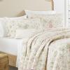 imageLaura Ashley  Queen Quilt Set Reversible Cotton Bedding with Matching Shams Lightweight Home Decor for All Seasons Breezy Floral PinkGreen Queen