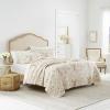 imageLaura Ashley  Queen Quilt Set Reversible Cotton Bedding with Matching Shams Lightweight Home Decor for All Seasons Breezy Floral PinkGreen Queen