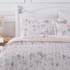 imageLaura Ashley  Queen Quilt Set Reversible Cotton Bedding with Matching Shams Lightweight Home Decor for All Seasons Breezy Floral PinkGrey Queen
