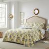 imageLaura Ashley  Queen Quilt Set Reversible Cotton Bedding with Matching Shams Lightweight Home Decor for All Seasons Linley Yellow QueenTwin