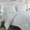 imageLaura Ashley  Queen Quilt Set Reversible Cotton Bedding with Matching Shams Lightweight Home Decor for All Seasons Mia Blue QueenQueen