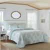 imageLaura Ashley  Queen Quilt Set Reversible Cotton Bedding with Matching Shams PreWashed Home Decor for Added Softness Saltwater Blue QueenQueen