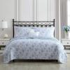 imageLaura Ashley  Queen Quilt Set Reversible Floral Cotton Bedding with Matching Shams Home Decor for All Seasons Walled Garden Brown QueenBlue