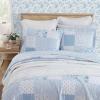imageLaura Ashley  Queen Quilt Set Reversible Premium Bedding with Matching Shams Luxuriously Soft Home Decor Colleens Coastal Patchwork Blue QueenKing