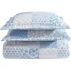 imageLaura Ashley  Queen Quilt Set Reversible Premium Bedding with Matching Shams Luxuriously Soft Home Decor Colleens Coastal Patchwork Blue QueenKing