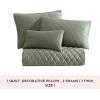 imageLaura Ashley  Queen Quilt Set Solid Velvet Reversible Bedding All Season Home Decor with Shams ampamp Bonus Pillow Cover Diamond Stitch Dark Green QueenDiamond Stitch Dark Green