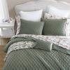 imageLaura Ashley  Queen Quilt Set Solid Velvet Reversible Bedding All Season Home Decor with Shams ampamp Bonus Pillow Cover Diamond Stitch Dark Green QueenDiamond Stitch Dark Green
