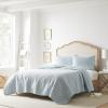 imageLaura Ashley Felicity Collection Quilt Set100 Cotton Reversible All Season Bedding with Matching Shams PreWashed for Added Softness Queen Breeze BlueBreeze Blue