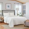 imageLaura Ashley Felicity Collection Quilt Set100 Cotton Reversible All Season Bedding with Matching Shams PreWashed for Added Softness Queen Breeze BlueWhite