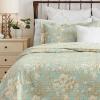 imageLaura Ashley Home  Queen Quilt Set Cotton Reversible Bedding with Matching Shams Bedroom Decor Ideal for All Seasons Brompton Green QueenQueen