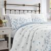 imageLaura Ashley Home  Queen Quilt Set Reversible Cotton Bedding with Matching Shams PreWashed Home Decor for Added Softness Flora Blue QueenFlora Blue