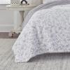 imageLaura Ashley Home  Queen Quilt Set Reversible Cotton Bedding with Matching Shams PreWashed Home Decor for Added Softness Flora Blue QueenGrey