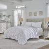 imageLaura Ashley Home  Queen Quilt Set Reversible Cotton Bedding with Matching Shams PreWashed Home Decor for Added Softness Flora Blue QueenGrey