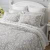 imageLaura Ashley Rowland Collection 100 Cotton Reversible All Season Bedding with Matching Sham PreWashed for Added Comfort Queen GrayGray