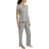 imageLaura Ashley Womens Pajamas 2 Piece Cotton Blend Notch Collar Button Down PJ SetGrey Dot