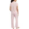 imageLaura Ashley Womens Pajamas 2 Piece Cotton Blend Notch Collar Button Down PJ SetRosy Stripe