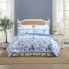 imageLaura Ashley  FullQueen Quilt Set Reversible Cotton Bedding with Matching Shams Lightweight Home Decor for All Seasons Breezy Floral Blue FullQueenBreezy Floral Blue