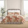 imageLaura Ashley  FullQueen Quilt Set Reversible Cotton Bedding with Matching Shams Lightweight Home Decor for All Seasons Breezy Floral Blue FullQueenHarrietta Patchwork Pink