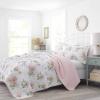 imageLaura Ashley  Queen Quilt Set Cotton Reversible Bedding with Matching Shams Home Decor Ideal for All Seasons Honeysuckle Pink QueenHoneysuckle Pink