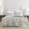 imageLaura Ashley  Queen Quilt Set Reversible Cotton Bedding with Matching Shams Floral Bedroom Decor for All Seasons Bramble Floral Green QueenBramble Floral Green