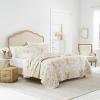 imageLaura Ashley  Queen Quilt Set Reversible Cotton Bedding with Matching Shams Lightweight Home Decor for All Seasons Breezy Floral PinkGreen Queen