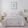 imageLaura Ashley  Queen Quilt Set Reversible Cotton Bedding with Matching Shams Lightweight Home Decor for All Seasons Breezy Floral PinkGrey Queen