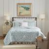 imageLaura Ashley  Queen Quilt Set Reversible Cotton Bedding with Matching Shams Lightweight Home Decor for All Seasons Mia Blue QueenQueen