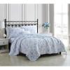 imageLaura Ashley  Queen Quilt Set Reversible Floral Cotton Bedding with Matching Shams Home Decor for All Seasons Walled Garden Brown QueenBlue