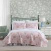 imageLaura Ashley  Queen Quilt Set Reversible Premium Bedding with Matching Shams Luxuriously Soft Floral Home Decor Veronicas Bouquet Pink QueenTwin