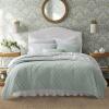 imageLaura Ashley  Queen Quilt Set Solid Velvet Reversible Bedding All Season Home Decor with Shams ampamp Bonus Pillow Cover Diamond Stitch Dark Green QueenDiamond Stitch Sage Green
