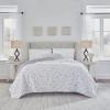 imageLaura Ashley Home  Queen Quilt Set Reversible Cotton Bedding with Matching Shams PreWashed Home Decor for Added Softness Flora Blue QueenGrey