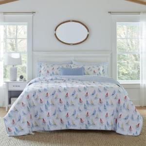 imageLaura Ashley  Queen Quilt Set Cotton Reversible Bedding with Matching Shams Home Decor Ideal for All Seasons Ahoy Blue QueenAhoy Blue