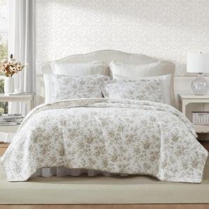 imageLaura Ashley  Queen Quilt Set Reversible Floral Cotton Bedding with Matching Shams Home Decor for All Seasons Walled Garden Brown QueenWalled Garden Brown