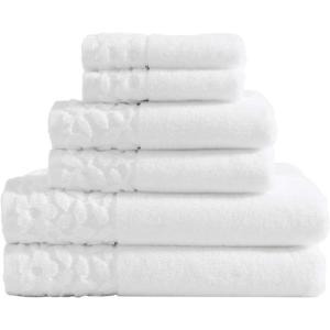 imageLaura Ashley  Towel Set Luxuriously Soft ampamp Absorbent Cotton Towels Fade Resistant ampamp Low Linting Chic Bathroom Decor Marilyn White 6PieceMarilyn White