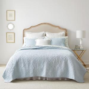 imageLaura Ashley Felicity Collection Quilt Set100 Cotton Reversible All Season Bedding with Matching Shams PreWashed for Added Softness Queen Breeze BlueBreeze Blue
