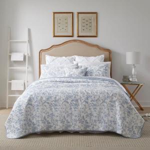 imageLaura Ashley Home  Amberley Collection  Quilt Set  100 Cotton Breathable ampamp Lightweight Reversible Bedding PreWashed for Added Softness Queen Spa Blue  1 Count Pack of 1Amberley Blue