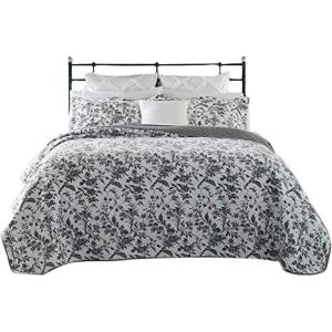 imageLaura Ashley Home  Amberley Collection  Quilt Set  100 Cotton Breathable ampamp Lightweight Reversible Bedding PreWashed for Added Softness Queen Spa Blue  1 Count Pack of 1Amberley BlackWhite