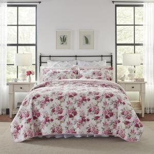 imageLaura Ashley Lidia Collection Quilt Set100 Cotton Reversible Lightweight ampamp Breathable Bedding PreWashed for Added Softness Queen PinkTwin