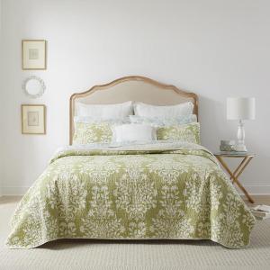 imageLaura Ashley Rowland Collection 100 Cotton Reversible All Season Bedding with Matching Sham PreWashed for Added Comfort Queen GraySage