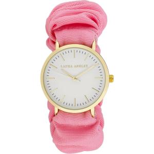 imageLaura Ashley Womens 35mm Soft Pattern Fabric Elastic Scrunchy Band Watch LA2066Pink