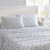 imageLaura Ashley  Queen Sheet Set Cotton Flannel Bedding Brushed for Extra Softness ampamp Comfort Evie Pink QueenAudrey Blue