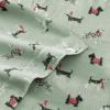 imageLaura Ashley  Queen Sheet Set Cotton Flannel Bedding Brushed for Extra Softness ampamp Comfort Evie Pink QueenHoliday Pups Green