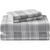 imageLaura Ashley  Queen Sheet Set Cotton Flannel Bedding Brushed for Extra Softness ampamp Comfort Evie Pink QueenMulholland Plaid Grey